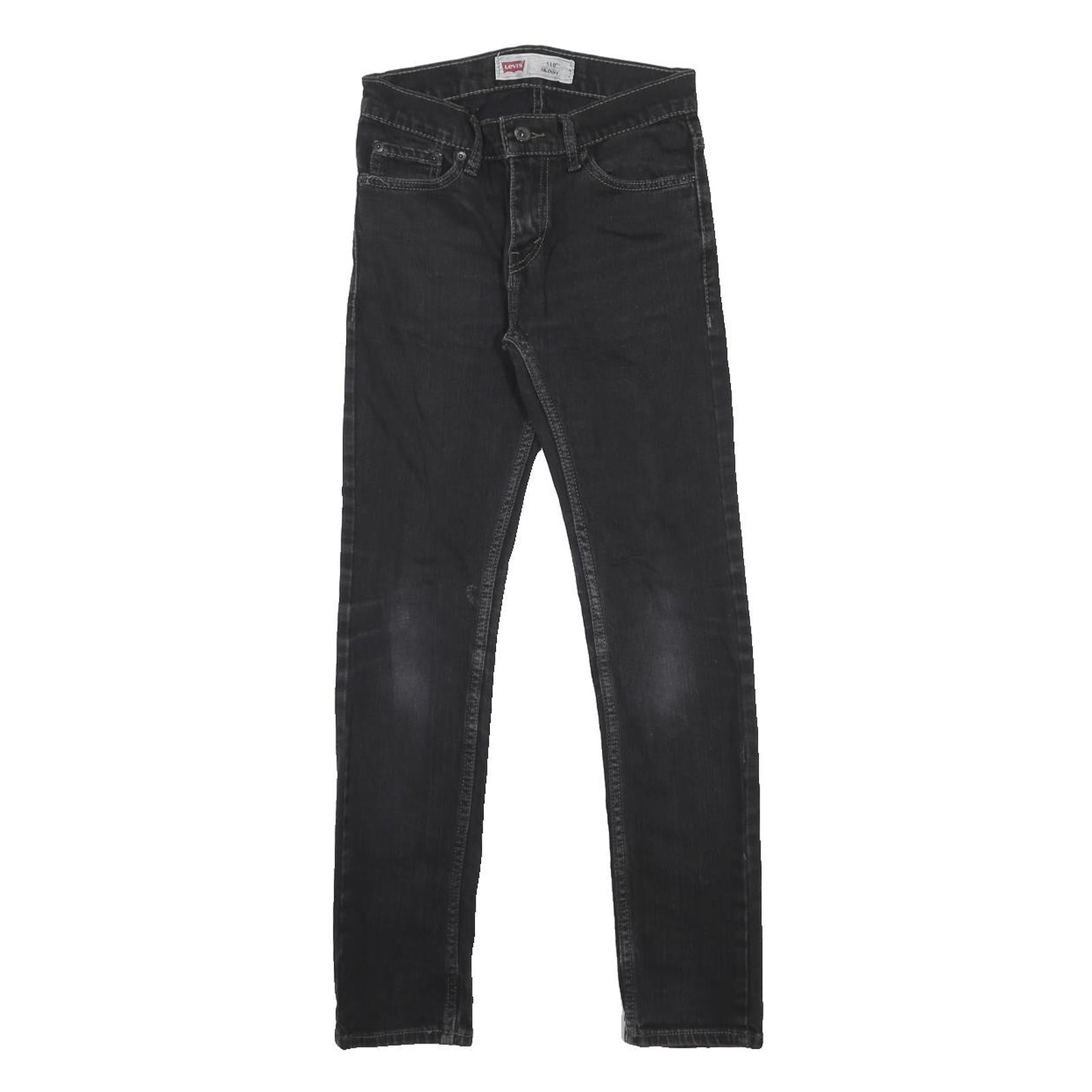 LEVI'S 510 Boys Jeans Black Slim Skinny Denim Medium W27 L27 Cotton Blend Zip
