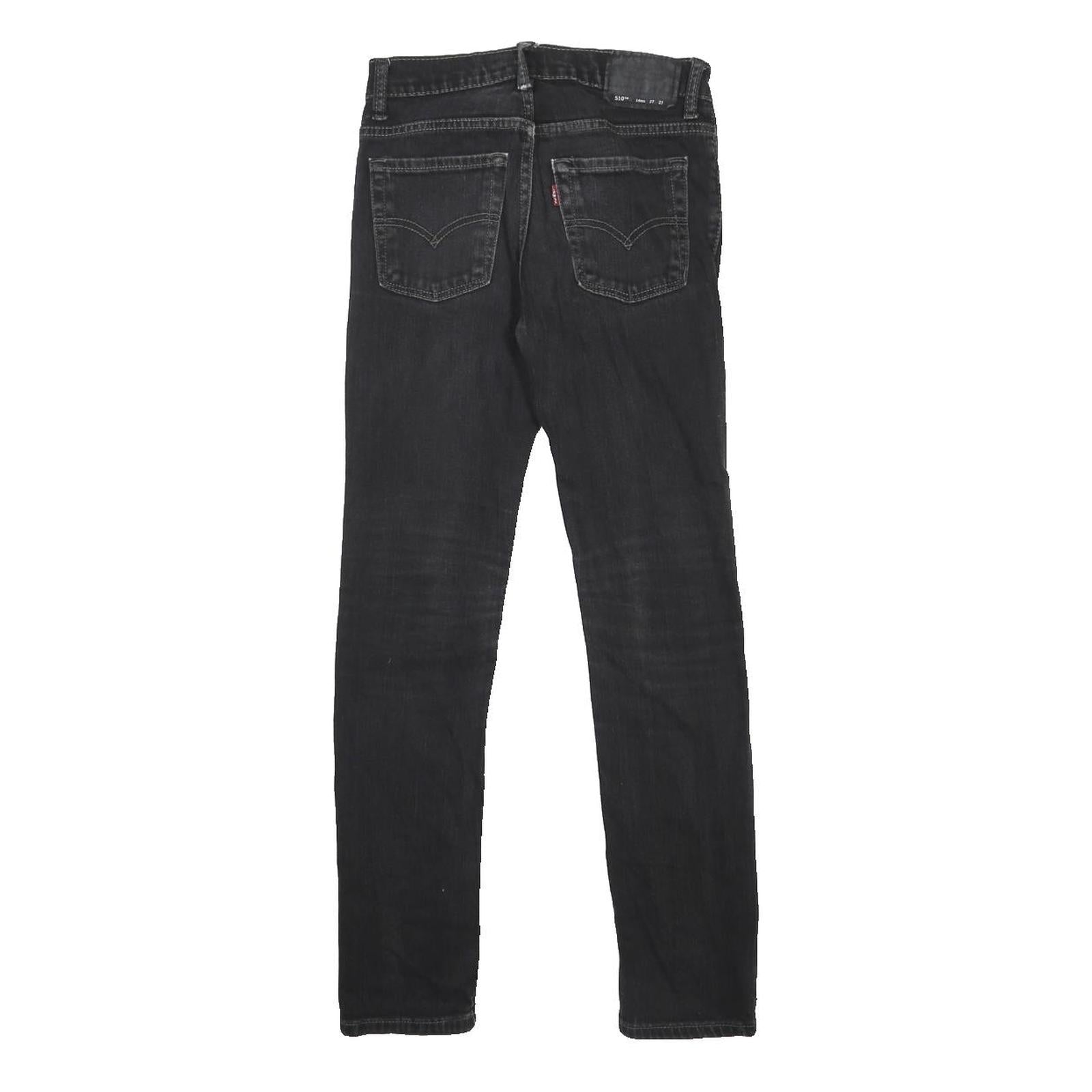 LEVI'S 510 Boys Jeans Black Slim Skinny Denim Medium W27 L27 Cotton Blend Zip