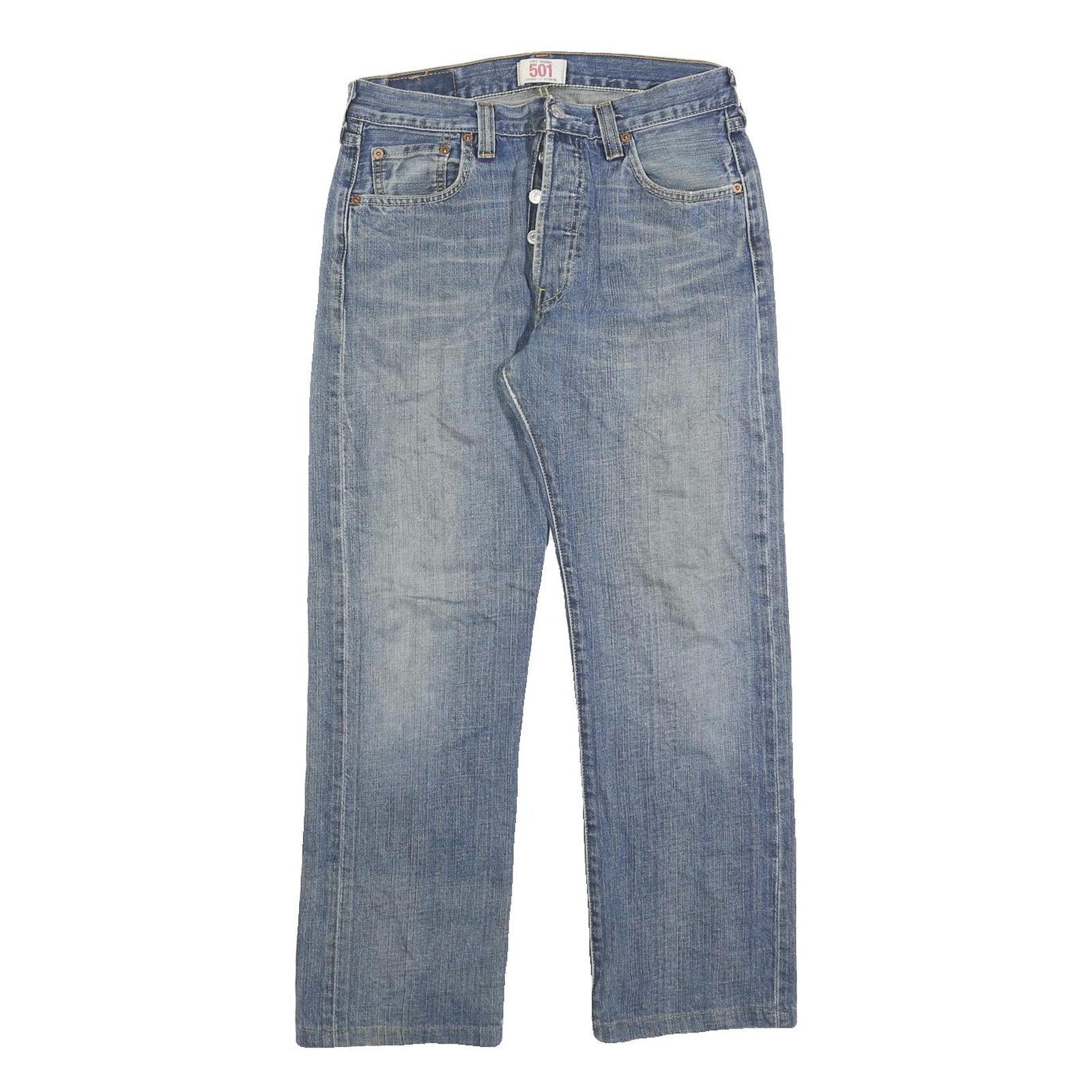 LEVI'S 501 Mens Jeans Blue Regular Straight Denim Medium W30 L27 Classic Button