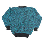 ANDREW ST JOHN Womens Jumper Blue Button Neck Tight Knit S