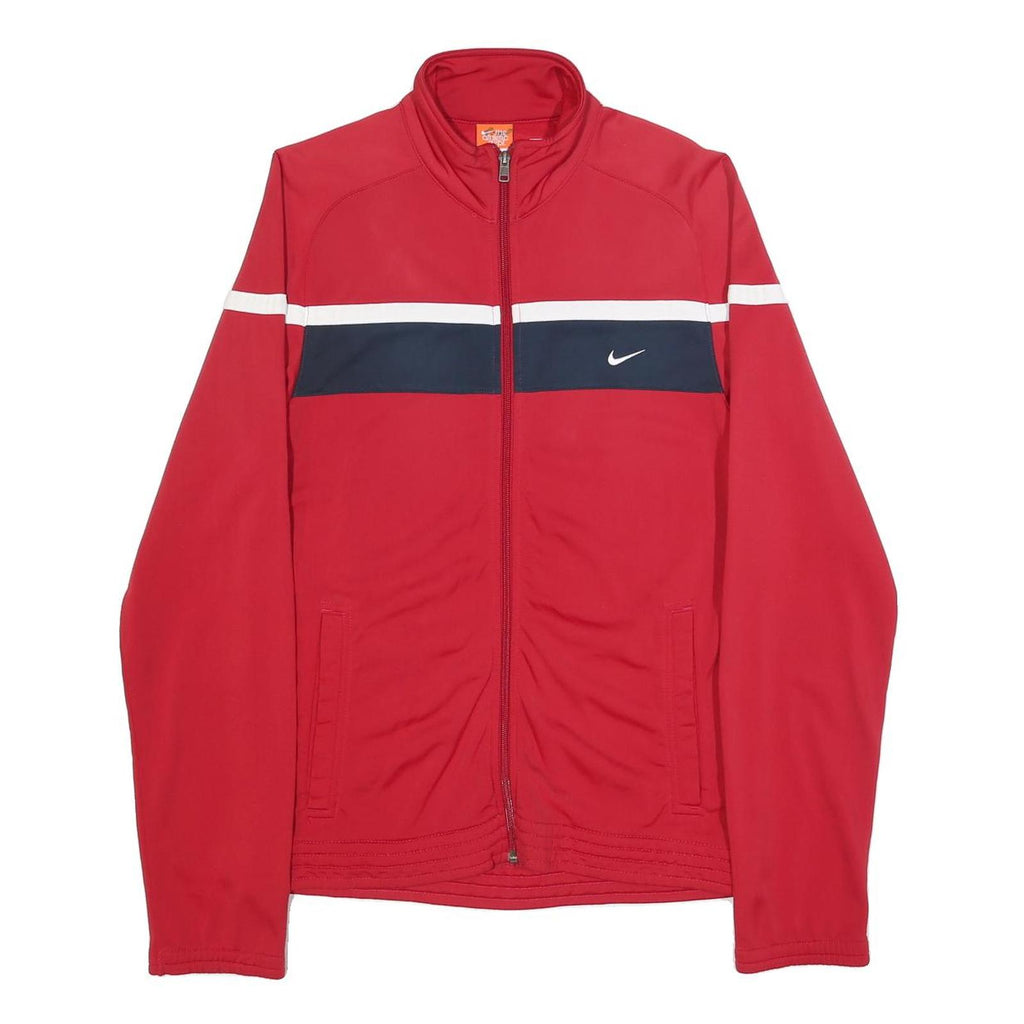 NIKE Mens Red & Navy Sporty Zip Polyester Jacket S Casual Trackwear