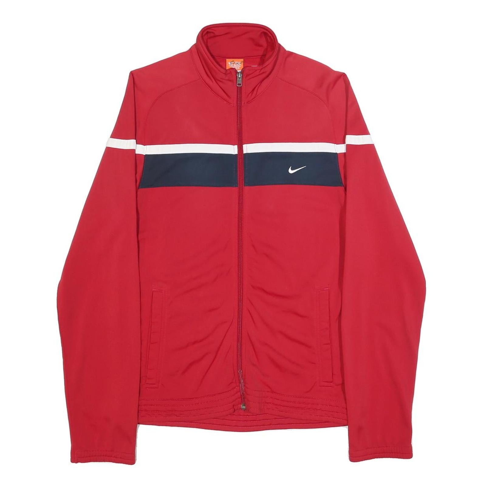 NIKE Mens Red & Navy Sporty Zip Polyester Jacket S Casual Trackwear