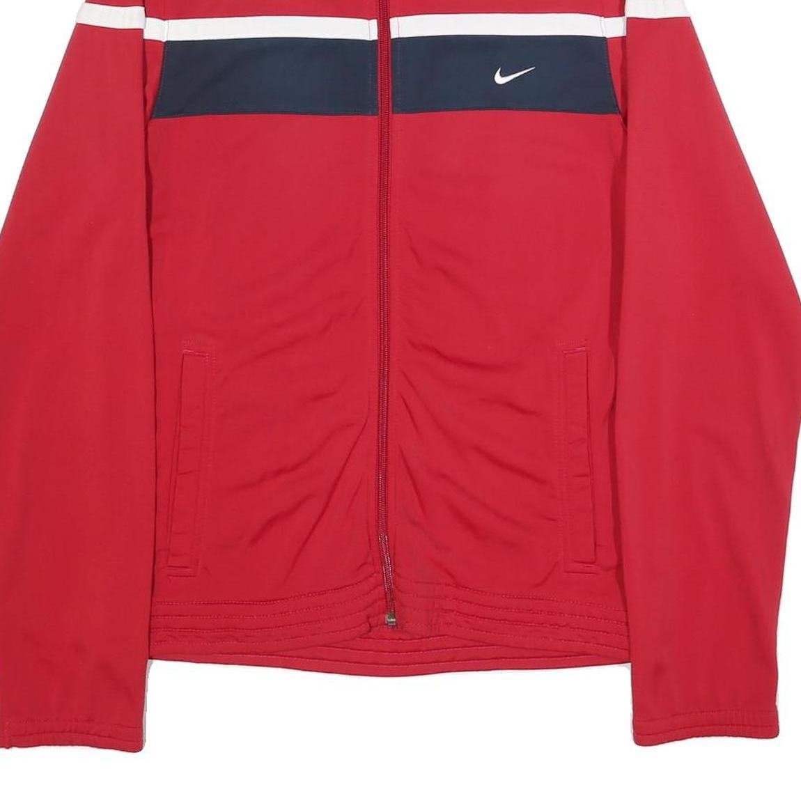 NIKE Mens Red & Navy Sporty Zip Polyester Jacket S Casual Trackwear