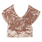 ZARA Womens Cropped Blouse Brown V-Neck M