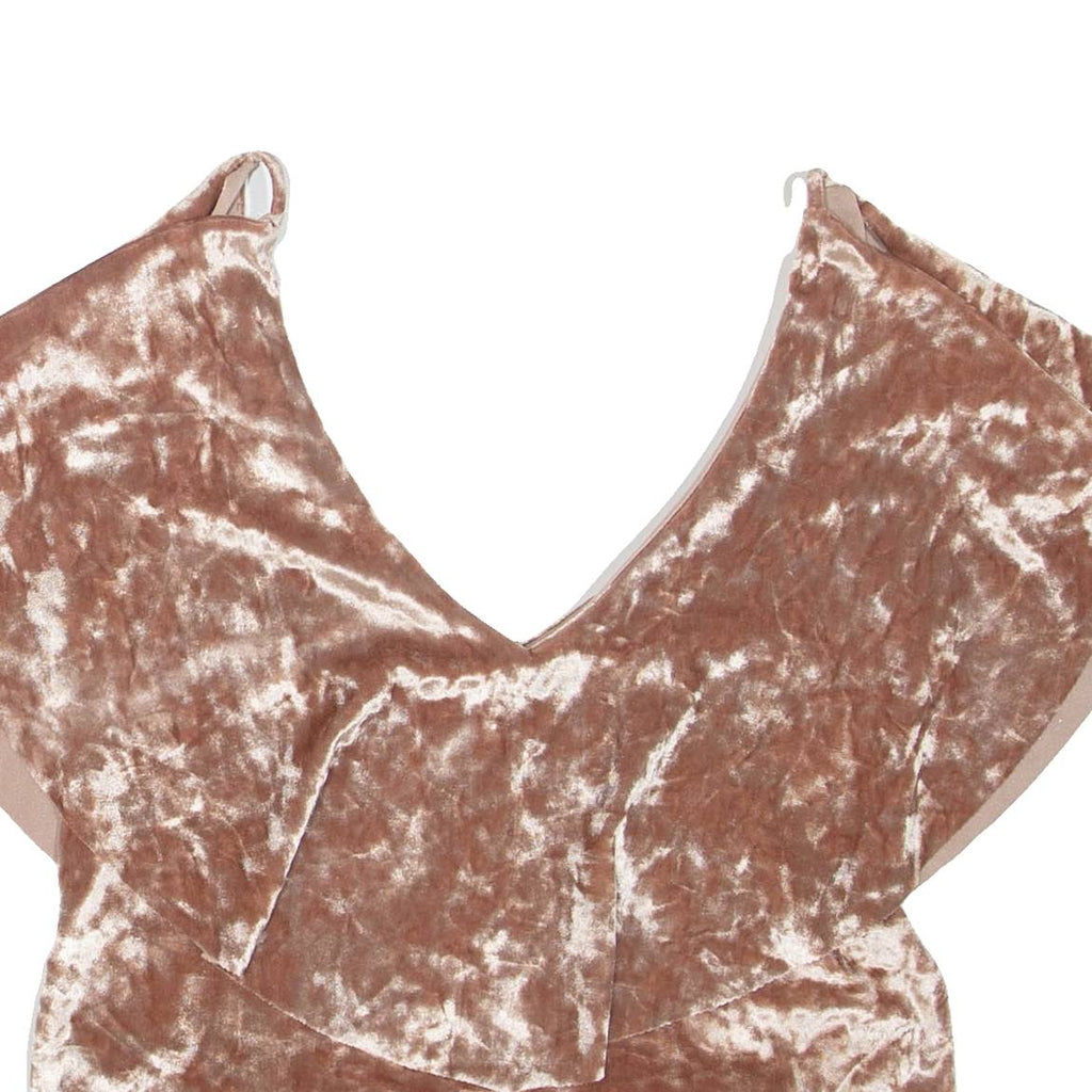 ZARA Womens Cropped Blouse Brown V-Neck M