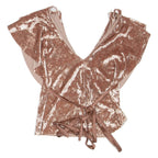 ZARA Womens Cropped Blouse Brown V-Neck M