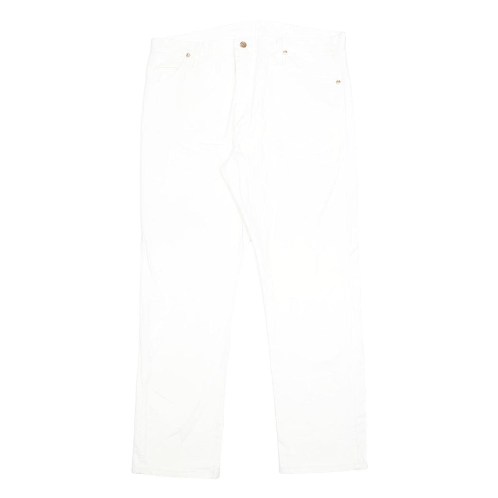 WRANGLER Mens White Regular Fit Straight Denim Jeans W38 L32 Classic Zip Closure