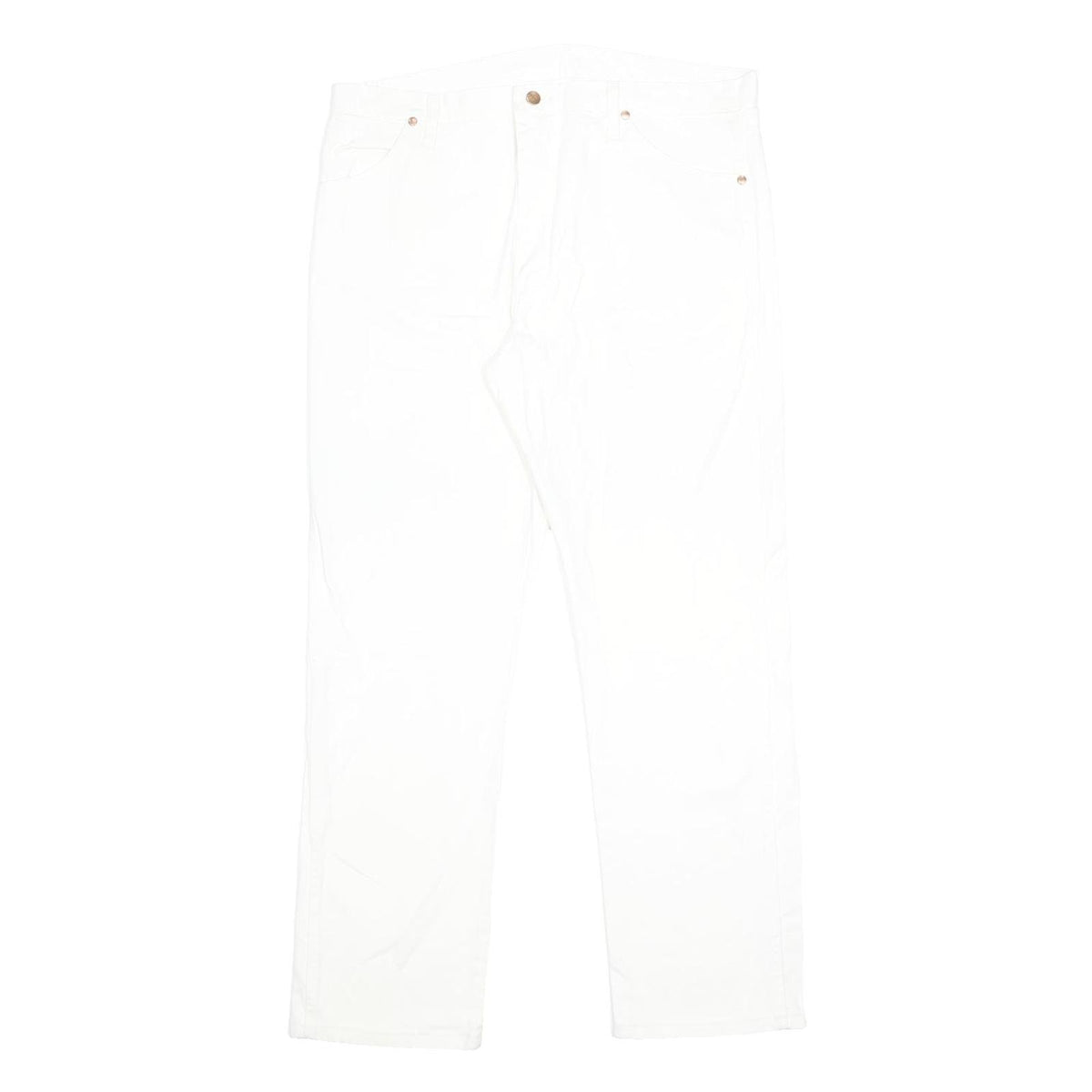 WRANGLER Mens White Regular Fit Straight Denim Jeans W38 L32 Classic Zip Closure