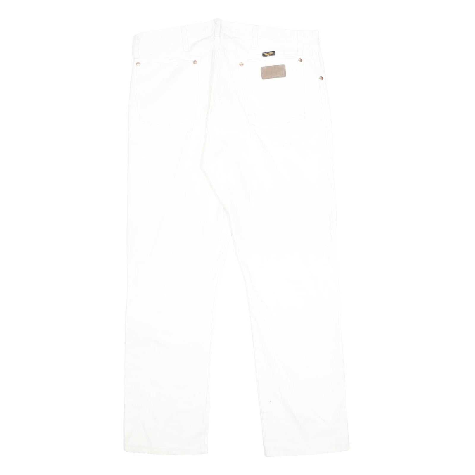 WRANGLER Mens White Regular Fit Straight Denim Jeans W38 L32 Classic Zip Closure