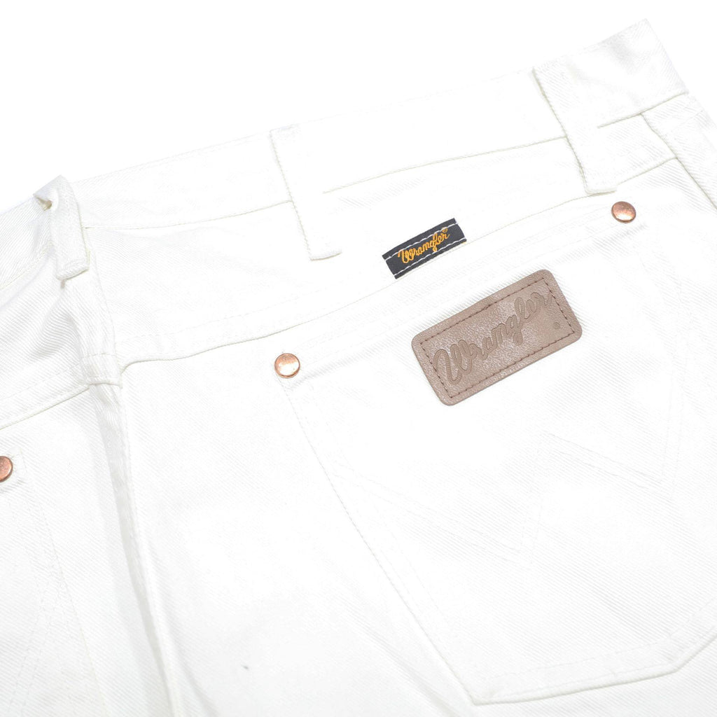 WRANGLER Mens White Regular Fit Straight Denim Jeans W38 L32 Classic Zip Closure