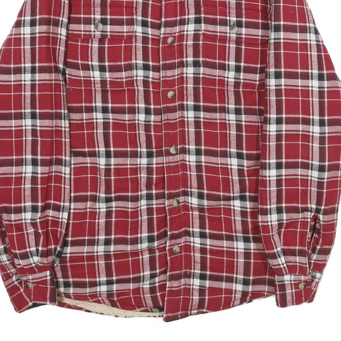 WRANGLER Mens Red & Black Checked Shirt Jacket S Cotton Blend Button Fastening