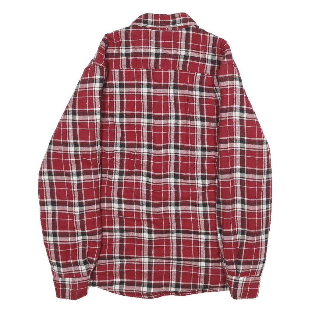WRANGLER Mens Red & Black Checked Shirt Jacket S Cotton Blend Button Fastening