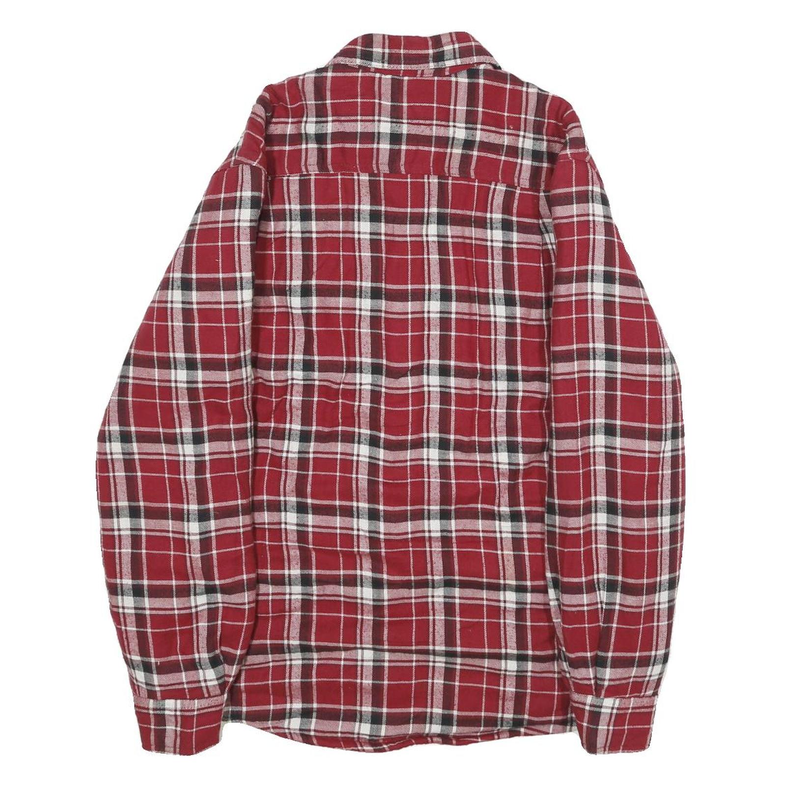 WRANGLER Mens Red & Black Checked Shirt Jacket S Cotton Blend Button Fastening