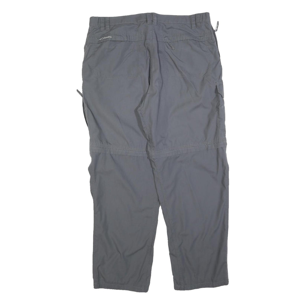 COLUMBIA Mens Polyester Grey Relaxed Cargo Trousers Zip W40 L32 Outdoor Casual