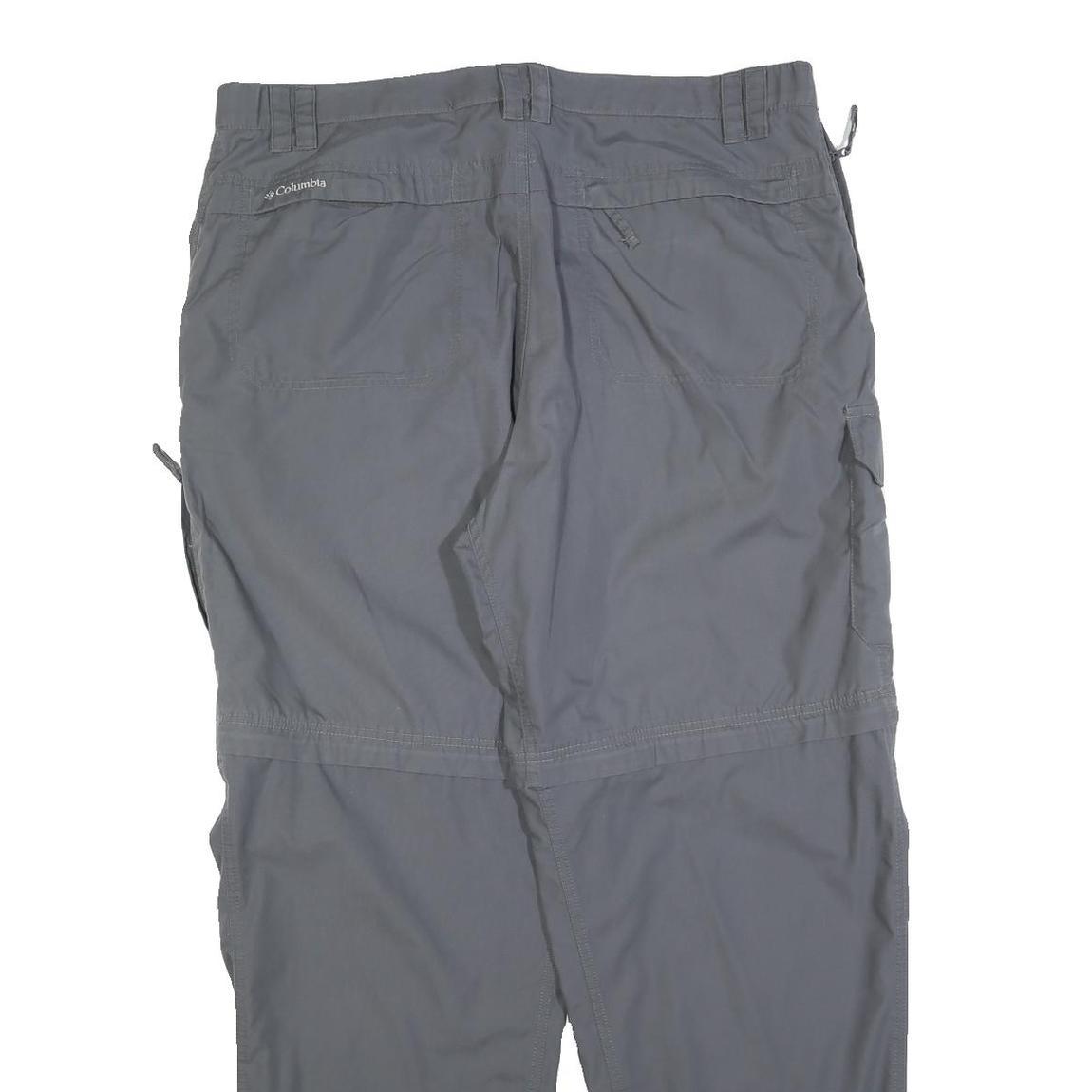 COLUMBIA Mens Polyester Grey Relaxed Cargo Trousers Zip W40 L32 Outdoor Casual