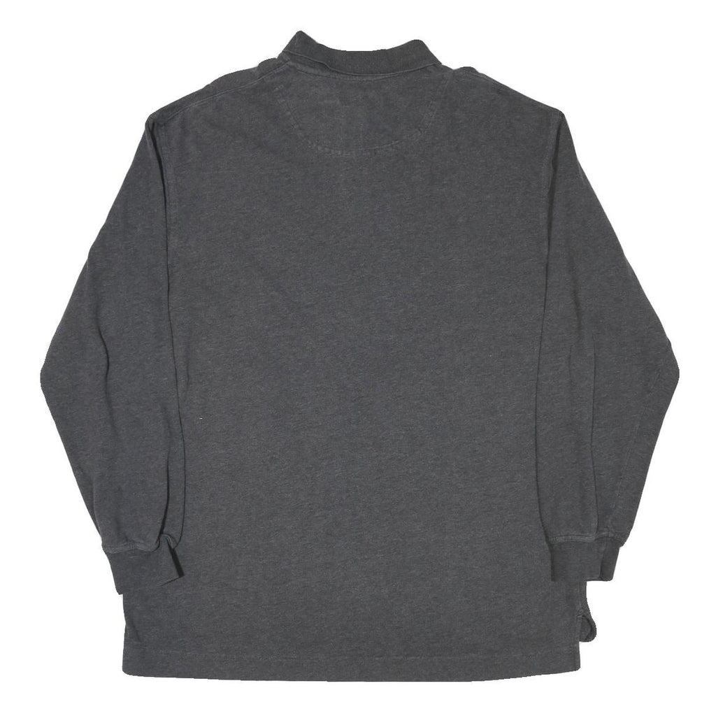 TIMBERLAND Mens Grey Long Sleeve Plain Polo Shirt L Cotton Blend Casual