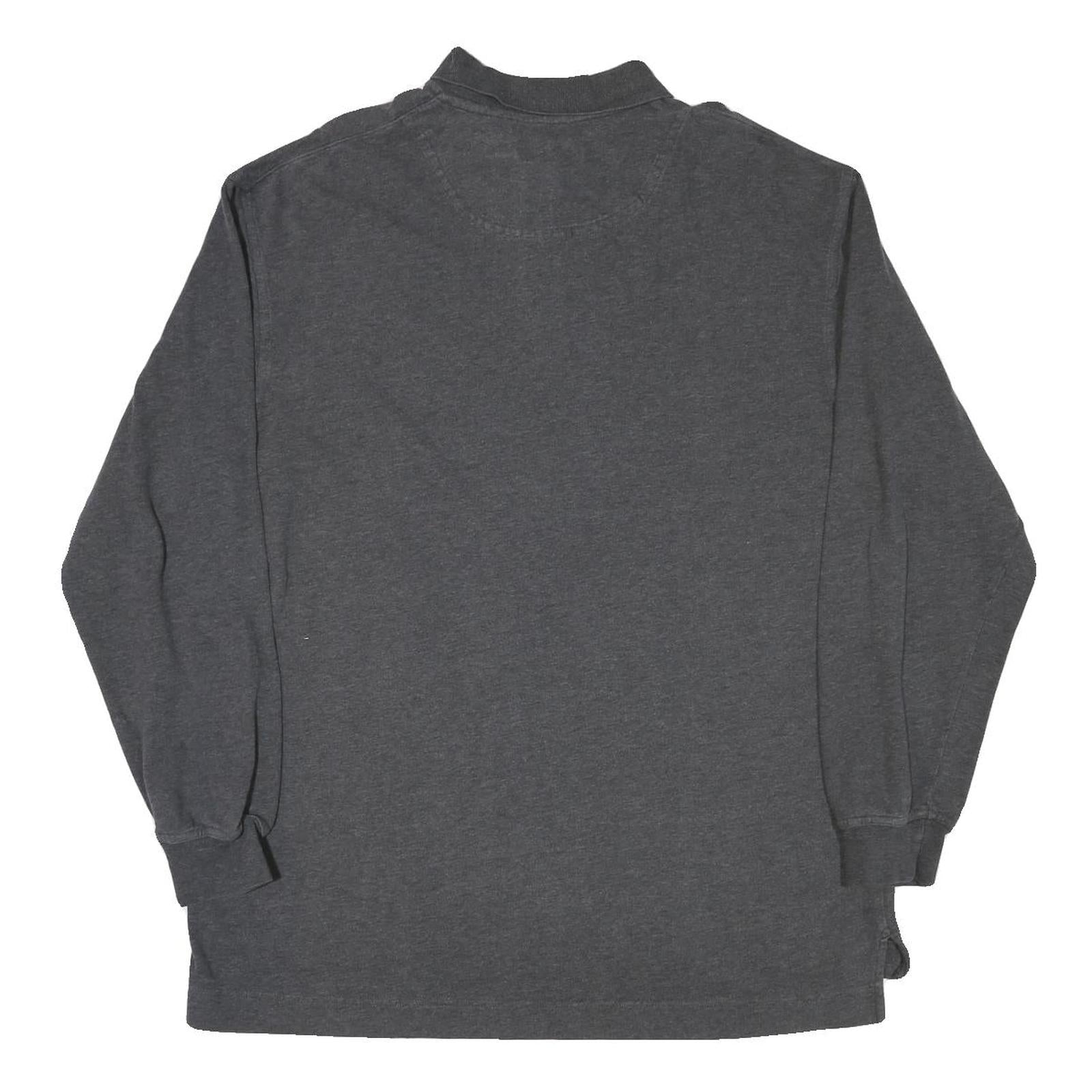 TIMBERLAND Mens Grey Long Sleeve Plain Polo Shirt L Cotton Blend Casual