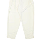 Womens Polyester Blend Relaxed Fit Cream Trousers W24 L25 Elastic Waist High