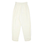 Womens Polyester Blend Relaxed Fit Cream Trousers W24 L25 Elastic Waist High