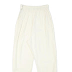 Womens Polyester Blend Relaxed Fit Cream Trousers W24 L25 Elastic Waist High