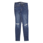 GAP Womens Slim Fit Skinny Denim Jeans Blue Cotton Blend W26 L30 Ripped Knee
