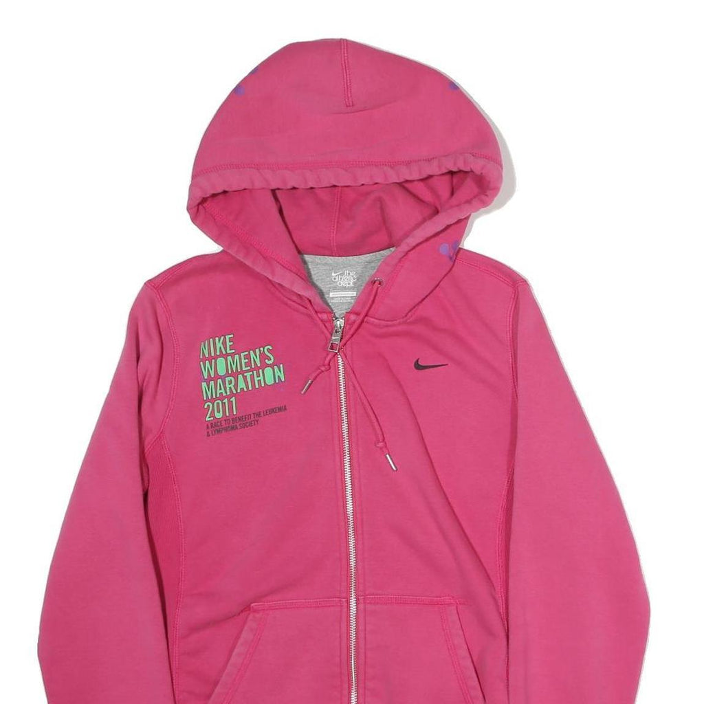 NIKE Womens Pink Hoodie M Womens Marathon Zip Up Athletic Casual