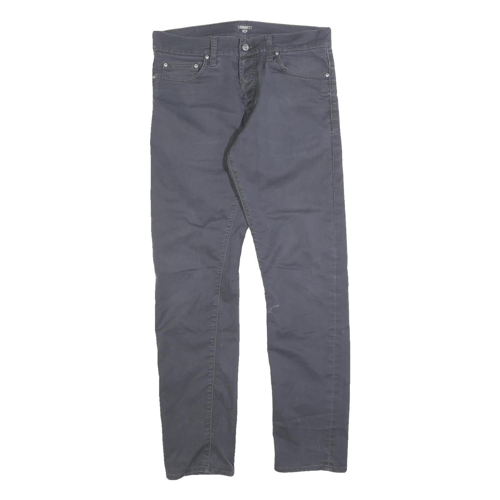 CARHARTT Mens Cotton Blend Slim Blue Trousers Zip W31 L32 Casual Workwear