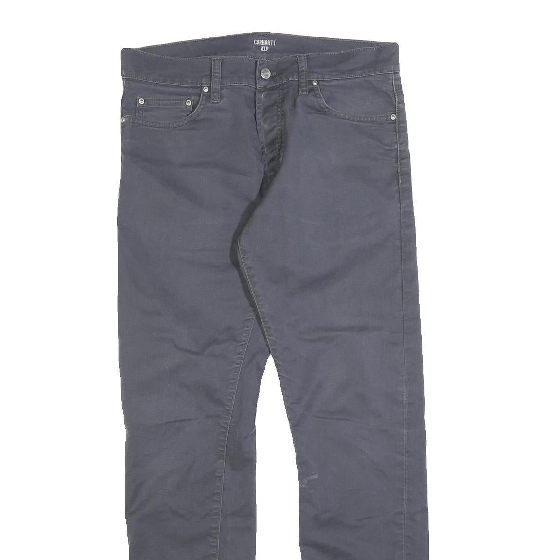 CARHARTT Mens Cotton Blend Slim Blue Trousers Zip W31 L32 Casual Workwear