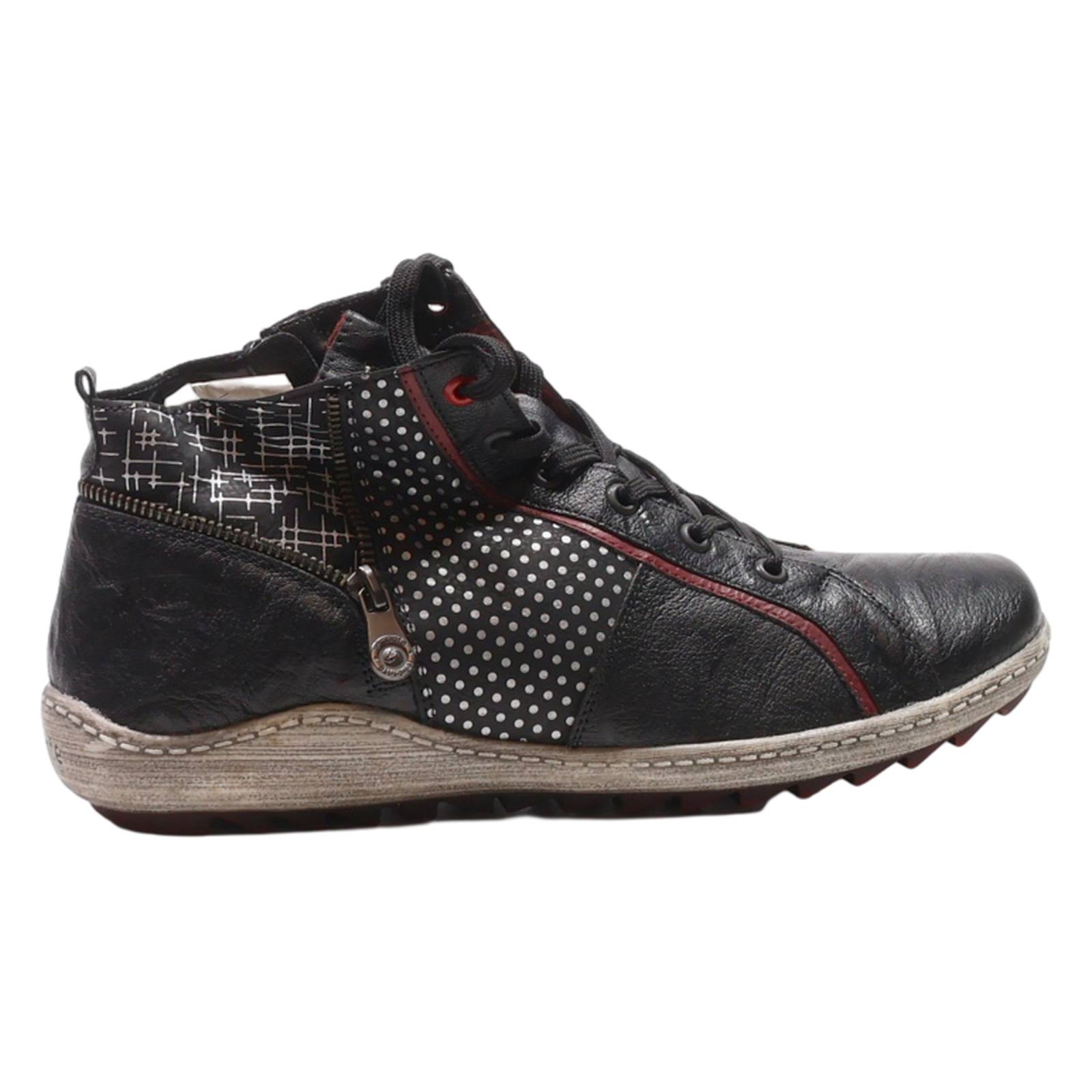 REMONTE High Top Trainers Black Leather Mens UK 9