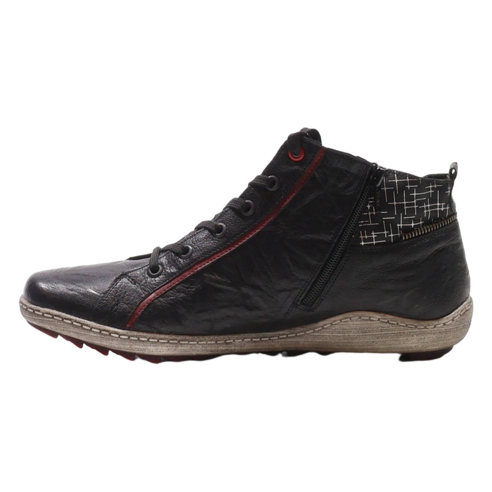 REMONTE High Top Trainers Black Leather Mens UK 9