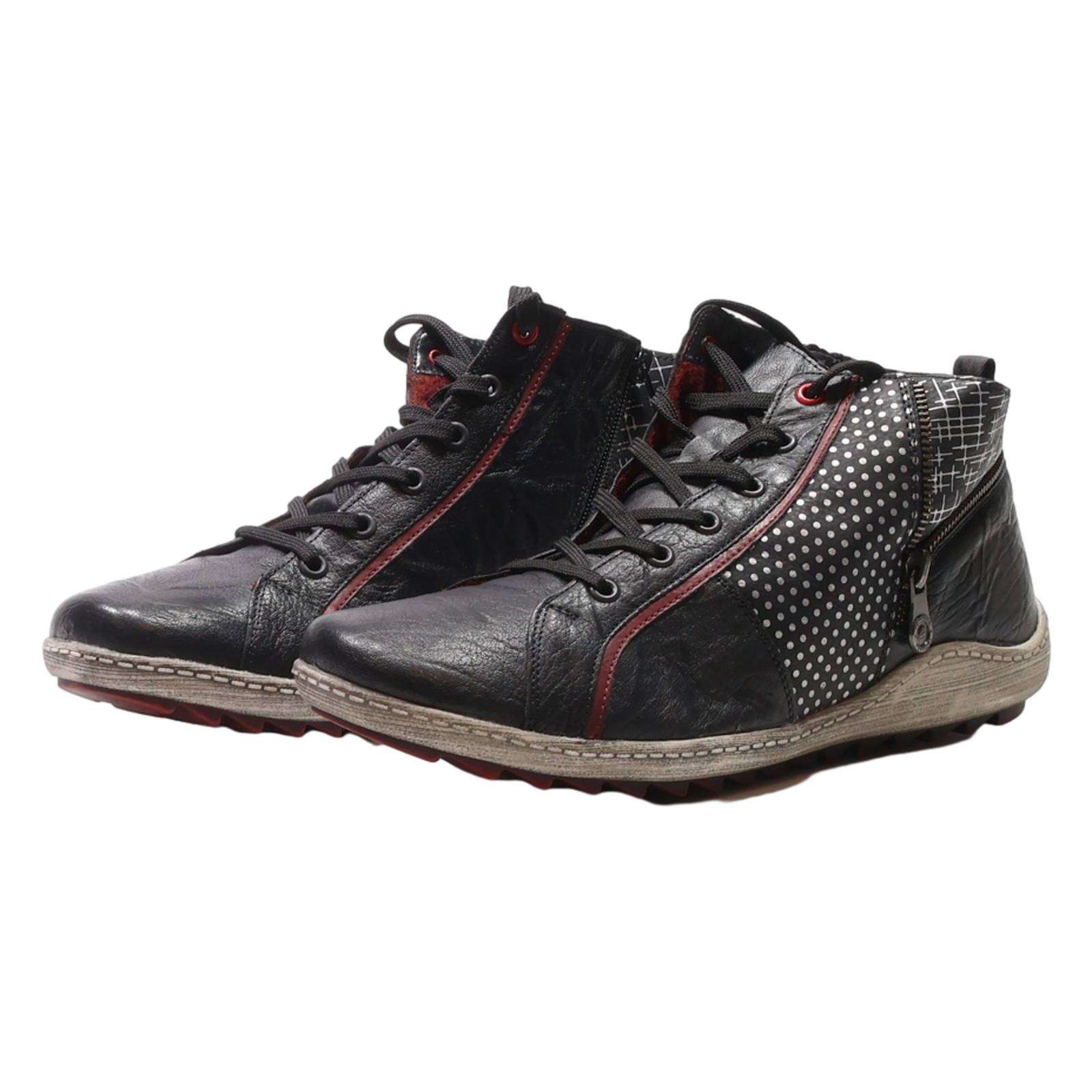 REMONTE High Top Trainers Black Leather Mens UK 9