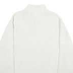 CHAPS Mens Cream Button Up Plain Crew Neck Basic Knit XL Cotton Jumper Elbow