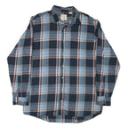 JACHS Mens Blue & Brown Check Shirt XL Cotton Blend Casual Long Sleeve