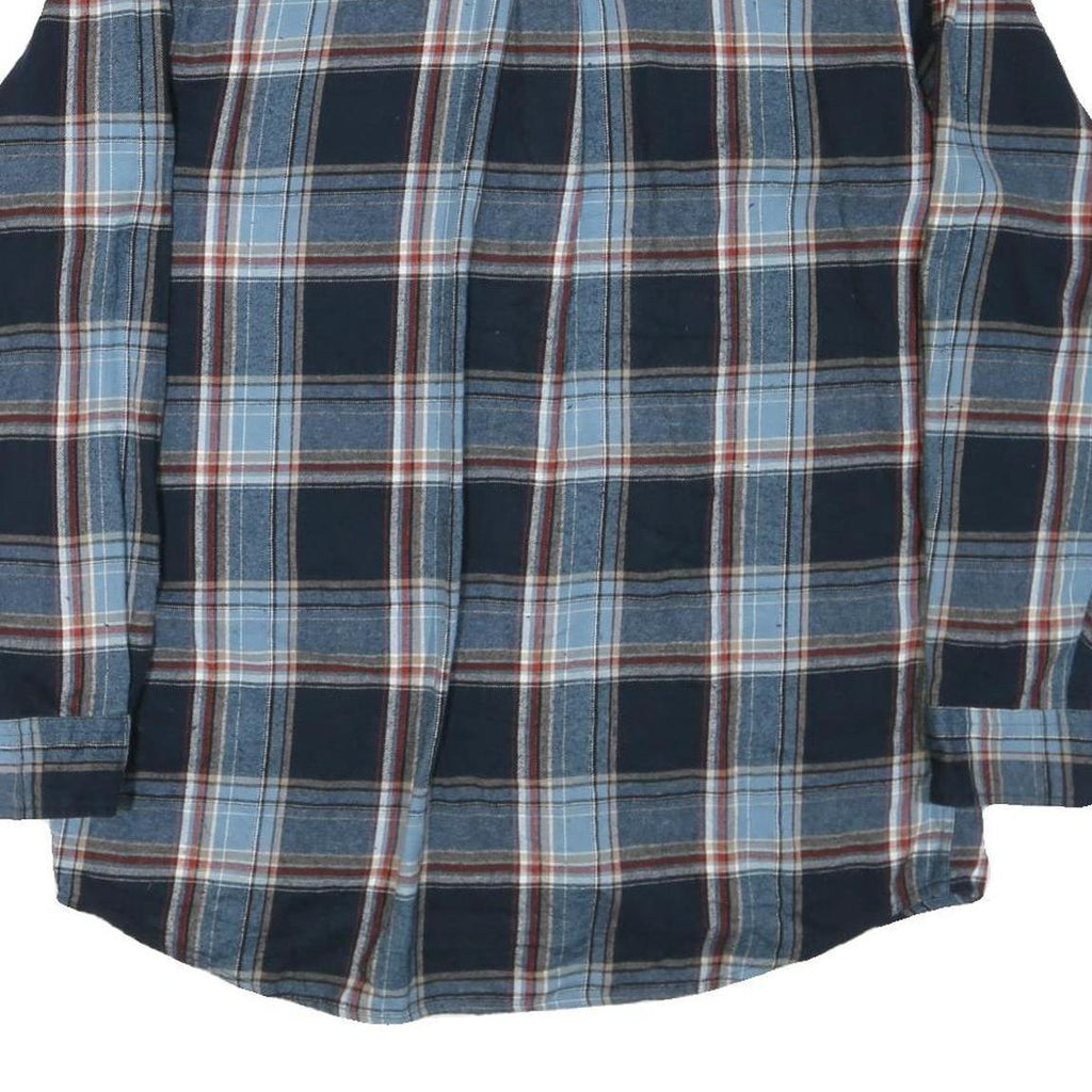 JACHS Mens Blue & Brown Check Shirt XL Cotton Blend Casual Long Sleeve