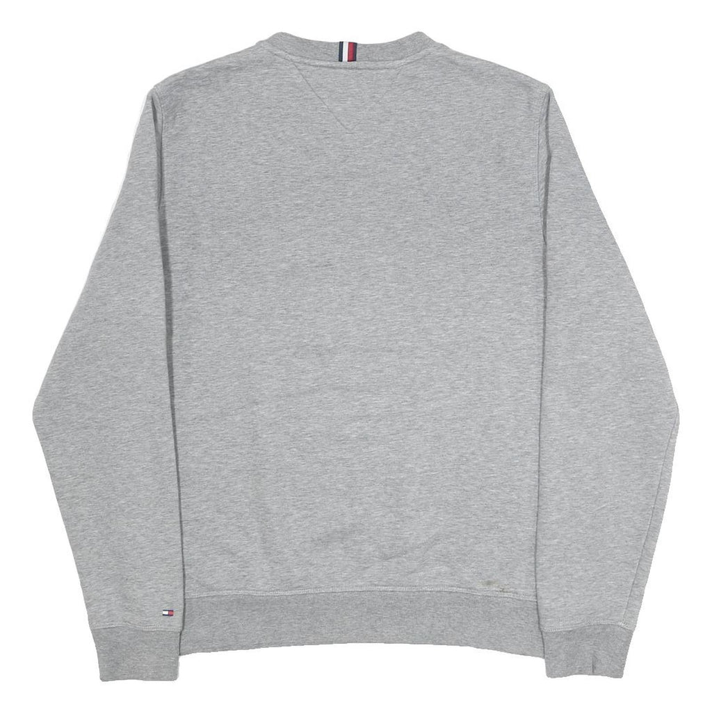 TOMMY HILFIGER Mens Grey Crew Neck L Sweatshirt Cotton Blend Pullover Logo