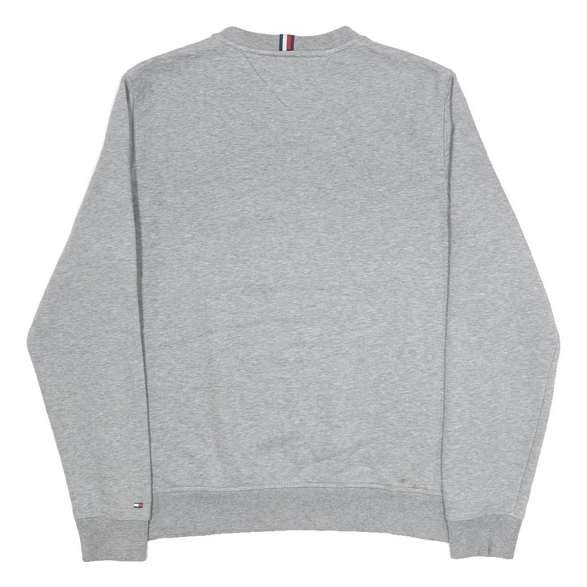 TOMMY HILFIGER Mens Grey Crew Neck L Sweatshirt Cotton Blend Pullover Logo