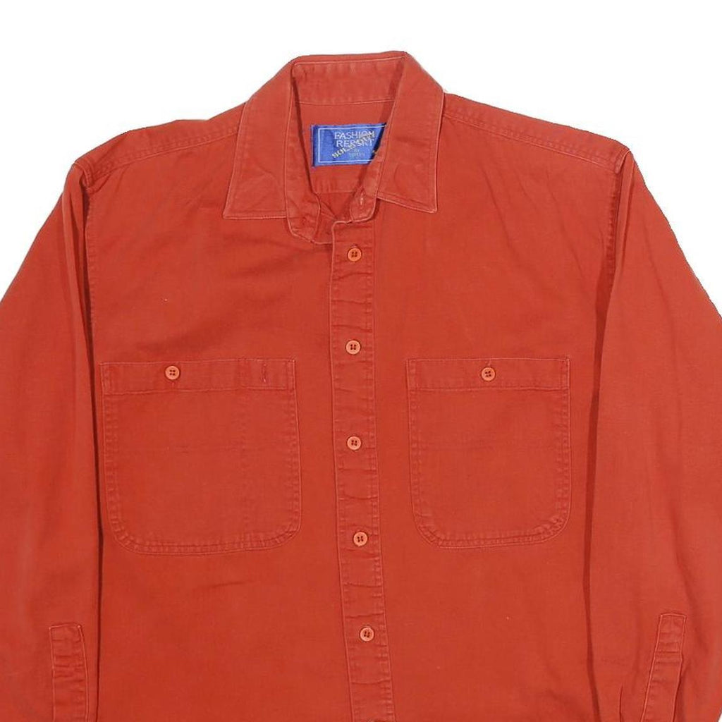 FASHION REPORT Mens Red Cotton Shirt M Casual Button-Up Long Sleeve