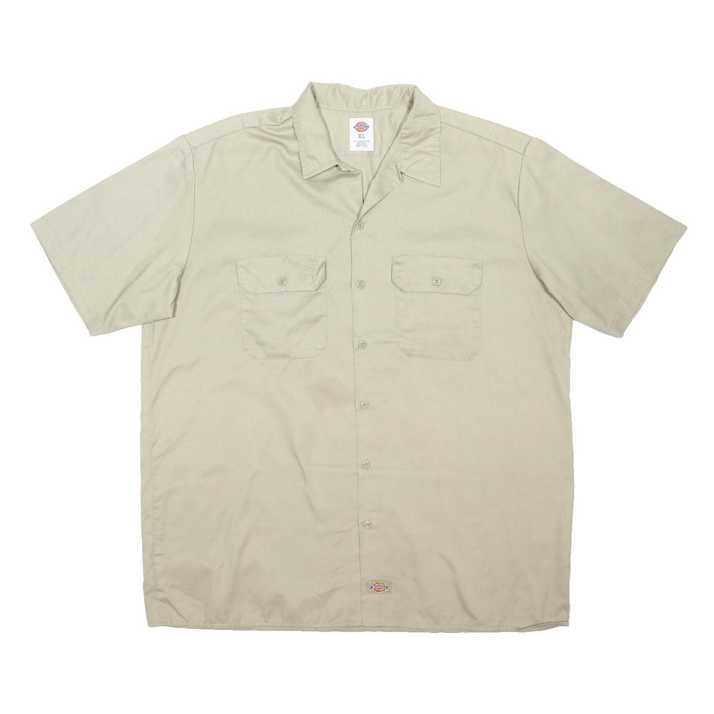 DICKIES Mens Beige Work Shirt XL Polyester Blend Button Pocket Casual