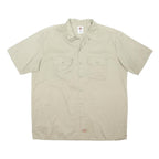 DICKIES Mens Beige Work Shirt XL Polyester Blend Button Pocket Casual