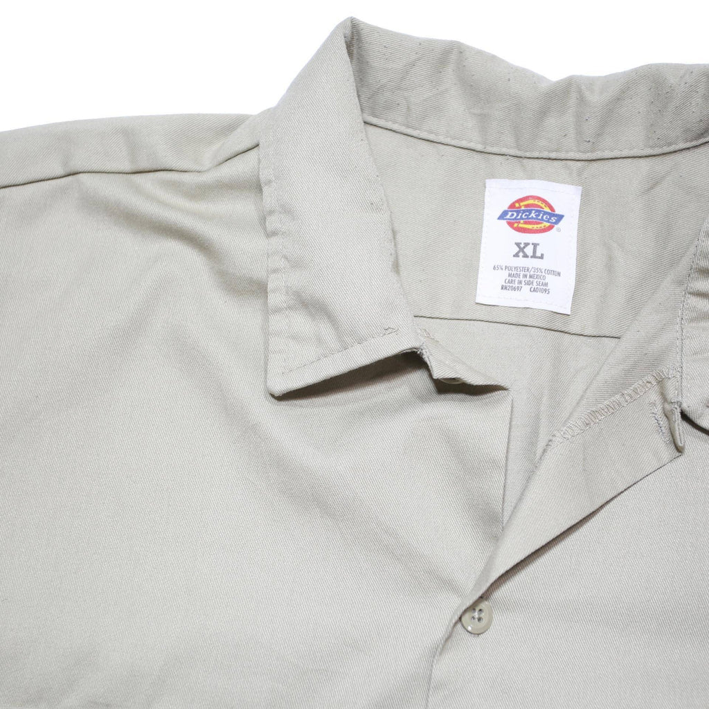 DICKIES Mens Beige Work Shirt XL Polyester Blend Button Pocket Casual