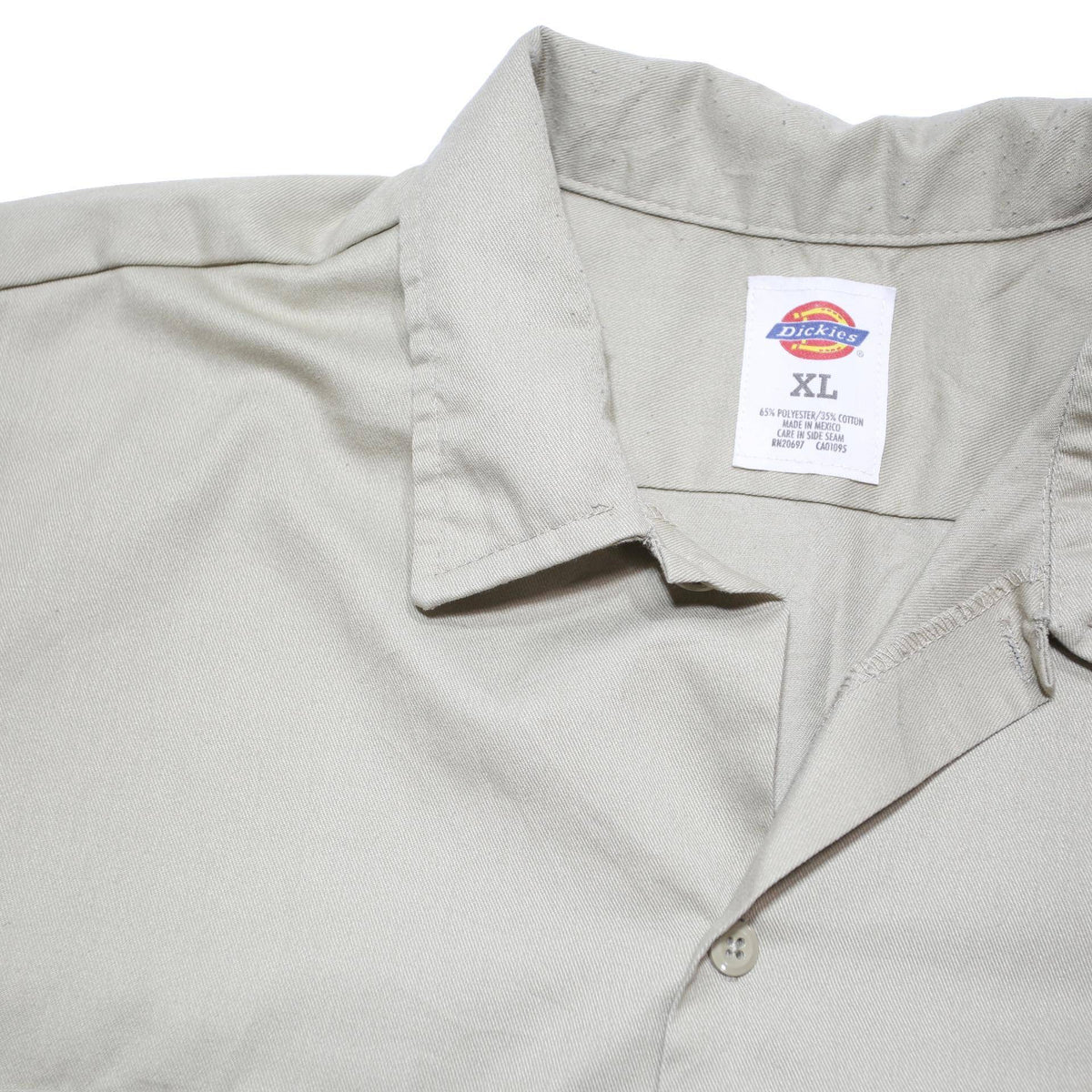 DICKIES Mens Beige Work Shirt XL Polyester Blend Button Pocket Casual