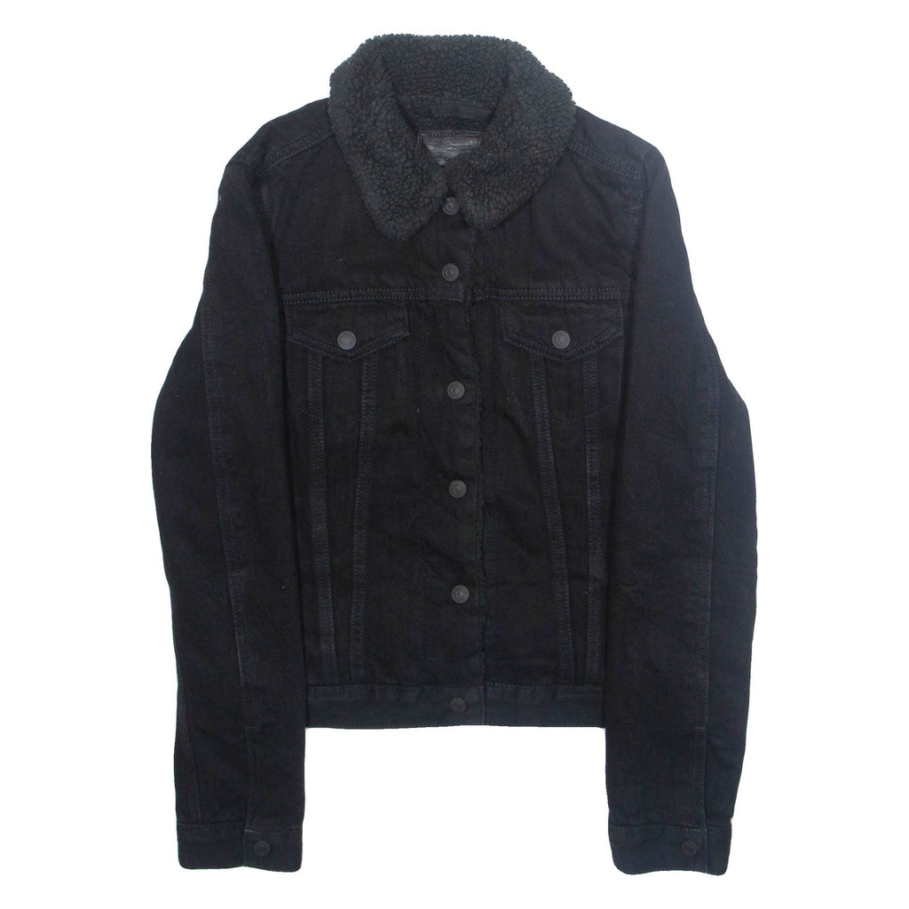 LEVI'S Womens Sherpa Lined Denim Jacket Black XS