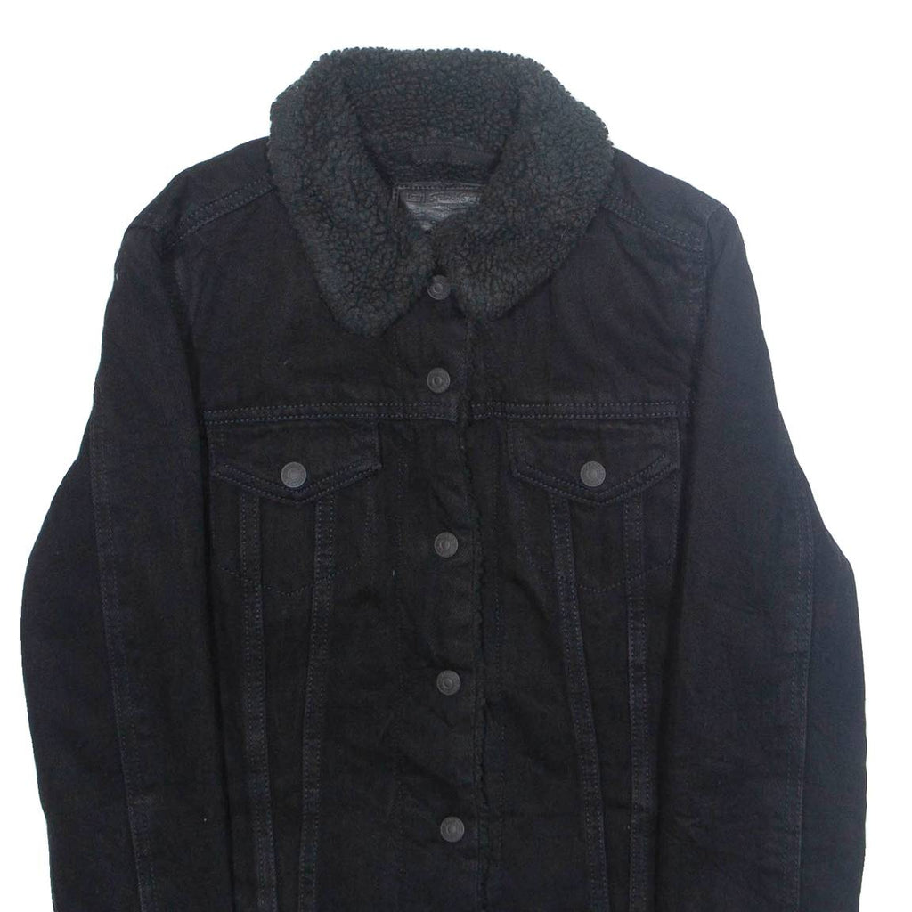 LEVI'S Womens Sherpa Lined Denim Jacket Black XS