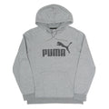 PUMA Mens Grey Hoodie S Cotton Blend Pullover Classic Logo Sweatshirt