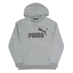 PUMA Mens Grey Hoodie S Cotton Blend Pullover Classic Logo Sweatshirt