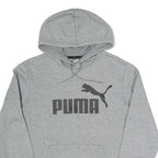 PUMA Mens Grey Hoodie S Cotton Blend Pullover Classic Logo Sweatshirt