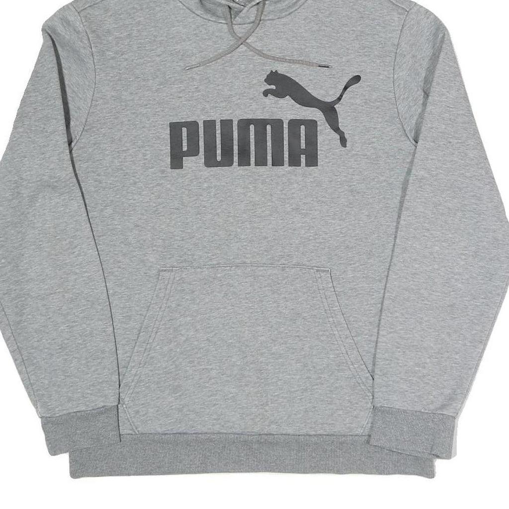 PUMA Mens Grey Hoodie S Cotton Blend Pullover Classic Logo Sweatshirt