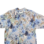 FALLS CREEK Mens Blue Green Brown Floral Rayon Shirt M Short Sleeve Casual