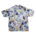 FALLS CREEK Mens Blue Green Brown Floral Rayon Shirt M Short Sleeve Casual