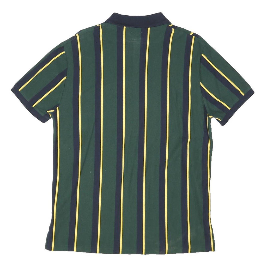 POLO RALPH LAUREN Mens Green & Yellow Striped Short Sleeve Polo Shirt L Cotton